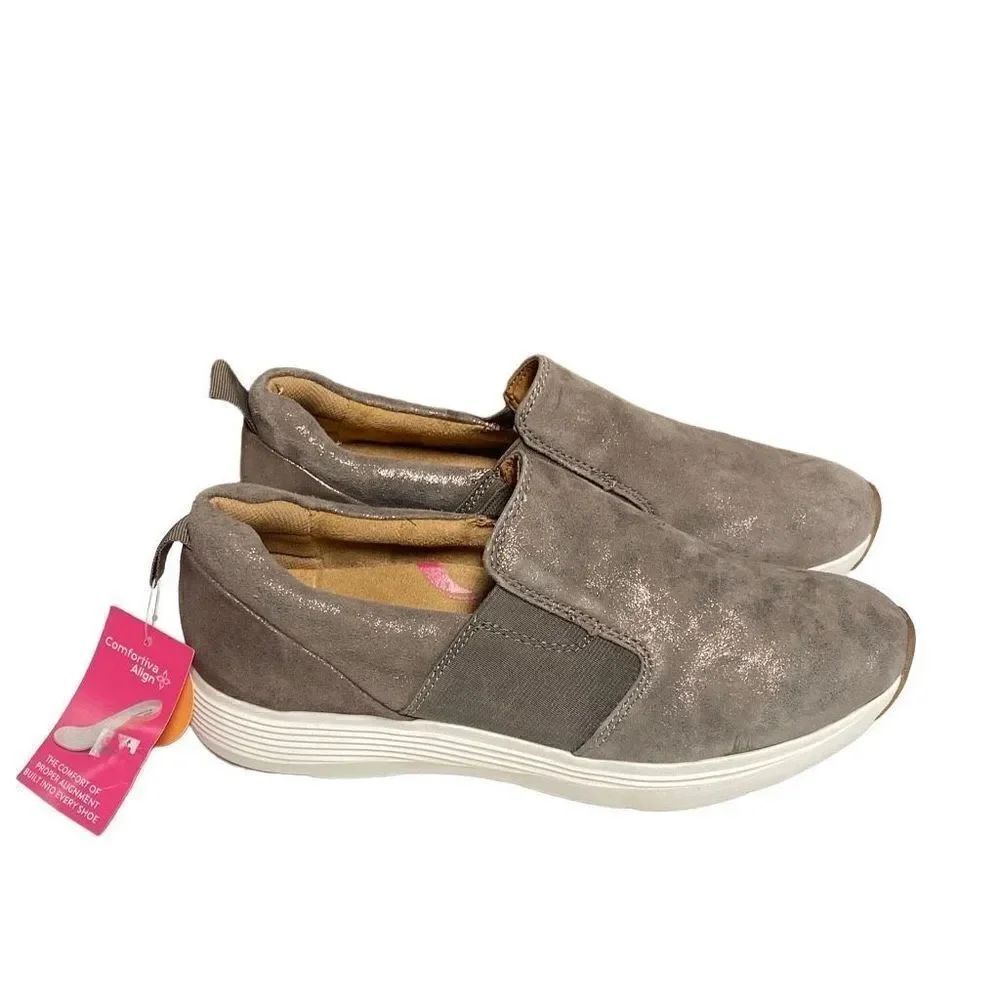 Comfortiva Align Nicole Smoked Distressed Foil Suede Metallic Taupe/ Gold Shimme